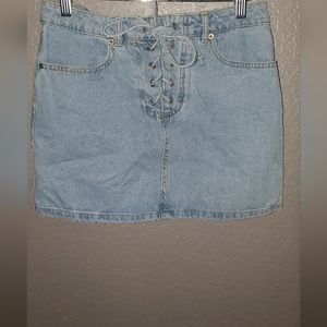 Jean skirt, ties in front